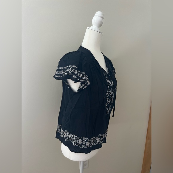 Embroidered Flutter-Sleeve Top - Picture 5 of 7